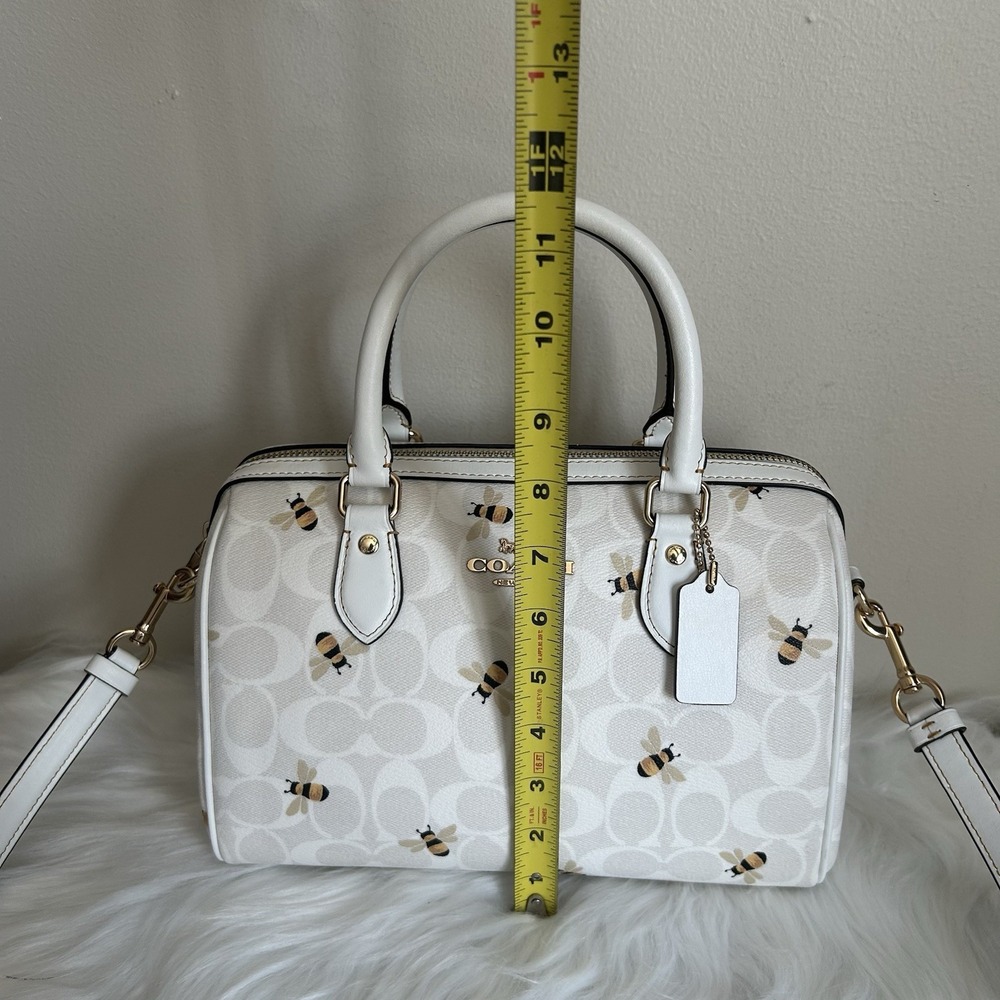 Coach Rowan Satchel Signature Canvas Bee Print White Khaki CH516 Crossbody Bag - Picture 9 of 10